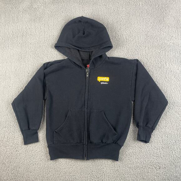 Hanes Youth Boy's Small Black Splunk Cotton Polyester Long Sleeve Zip Up Sweater - Picture 1 of 9